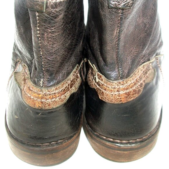 Ermenegildo Zegna Handmade Brown Leather Luxury Hobo Boots 11M $1420 - Picture 12 of 13